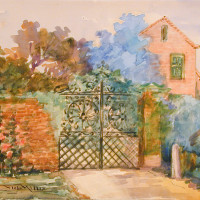 Charleston Gateways, 23 Legare, Garden Gateway (detail), By Eola Willis; Watercolor on paper