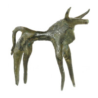 Greek (Olumpia), Dancing Bull, Eighth century B.C., Bronze. The Sol Rabin Collection