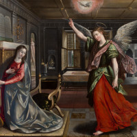 The Annunciation, ca. 1580, By Maerten de Vos (Flemish,1532 - 1603); Oil on Canvas; 60 x 45 inches; Courtesy of a private collection
