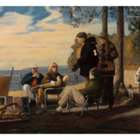Oyster Roast, 1985-86; By Manning Williams (American, 1939-2012); 71 1/4 x 142 1/2 inches; Collection of the Charleston County Aviation Authority