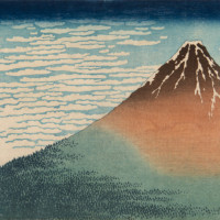 KATSUSHIKA HOKUSAI (1760-1849) South Wind, Clear Dawn (Red Fuji) from the seires Thirty-six Views of Fuji, ca. 1831-33. Color woodblock print, 10 1/8 x 15 inches.
