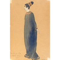 Madame Du Robe Bleu, 1919 – 1929, By Edward “Ned” I.R. Jennings (American, 1898 – 1929); Oil crayon on paper; XX1978.050