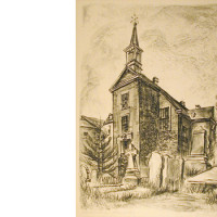 Old Swede's Church, 1940, by Claude Clark (American, 1915 - 2001)
Lithograph on paper, 11 1/2 x 9 inches.
Gift of the WPA
1943.006.0008