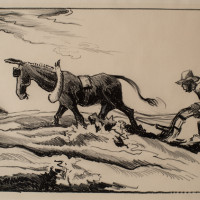 Ploughing It Under, 1934, by Thomas Hart Benton (American, 1889- 1975); lithograph on paper; Museum purchase; 2011.011
