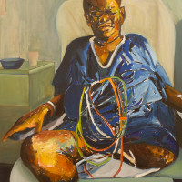 Double Amputee, 2013,by Beverly McIver (American, b. 1962). Oil on canvas, 48 x 36 inches.Courtesy of the artist.
