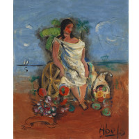 Mujer (Woman), Late 1920s, by Eduardo Abela (Cuban, 1889 - 1965); Oil on canvas; 32 x 27 5/8 inches; Courtesy of the Lowe Art Museum, University of Miami. 