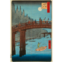 The Bamboo Yards, Kyobashi Bridge, no. 76 from the series One-hundred Views of Famous Places in Edo, 1857, by Ichirysai Hiroshige (Japanese, 1797-1858); woodblock print on paper; 13 3/8 x 8 5/8 inches; Gift of Mary Alston Read Simms from the collection of Motte Alston Read Simms in memory of him and his mother, Jane Ladson Alston Read; 1948.004.0374
