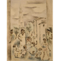 Church Street Amusements, 1930, by George Biddle (American, 1885-1973); watercolor and ink on paper; 15 1/4 x 11 inches; Museum purchase; 1985.027.0001