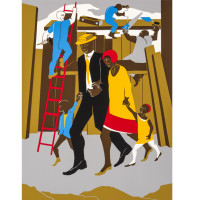 The Builders (Family), 1974, by Jacob Lawrence (1917-2000); silkscreen on paper; 34 x 25 3/4 inches; Courtesy of The Jacob and Gwendolyn Knight Lawrence Foundation, Seattle © 2015 Artists Rights Society (ARS), New York