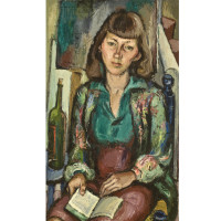 Corrie McCallum, 1940, by William Halsey (American, 1915-1999); oil on canvas; 39 1/2 x 23 1/2 inches; Gift of Corrie McCallum Halsey; 2004.013. 
