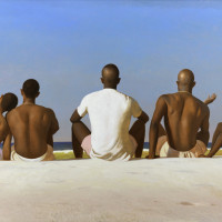  Hurtsboro, 2021, by Bo Bartlett (American, b. 1955). Oil on linen, 70 x 120 inches. ©Image courtesy of the artist and Miles McEnery Gallery, New York, NY.