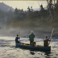 Blue Boat on the Ste Anne, 1958, By Ogden M. Pleissner (American, 1905—1983);  Watercolor on paper; 17 1/4 x 27 1/2 inches;  Collection of Shelburne Museum, gift of Marion W.G.  Pleissner. 1986-98.1.