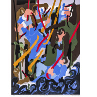 Revolt on the Amistad, 1989, by Jacob Lawrence (1917-2000); silkscreen on paper; 40 1/8 x 32 1/8 inches; Courtesy of The Jacob and Gwendolyn Knight Lawrence Foundation, Seattle © 2015 Artists Rights Society (ARS), New York