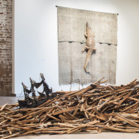Installation view of Radcliffe Bailey: Pensive; Photo courtesy of SCAD