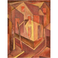 Untitled, 1949, by Merton D. Simpson (American, 1928–2013). Acrylic on canvas, 24 x 17 7/8 inches. Gift of the estate of Laura Bragg. Image courtesy of Gibbes Museum of Art. 