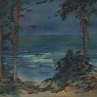 Along the Beach, no date, By Alice Ravenel Huger Smith (American, 1876—1958); Watercolor on paper; 16 1/4 x 20 3/8 inches; 2006.10.03; The Johnson Collection, Spartanburg, SC
