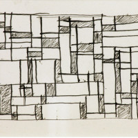 Composición (Composition), 1935, by Joaquin Torres-Garcia (Uruguayan, 1874 - 1949); Ink on paper; 20 1/8 x 16 1/8 inches. Courtesy of the Lowe Art Museum, University of Miami.