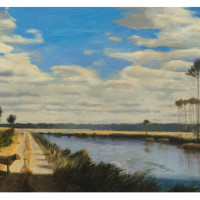 Rice Fields, 1985-86, By Manning Williams (American, 1939—2012); Oil on canvas; 71 1/4 x 142 1/2 inches; Courtesy of the Charleston County Aviation Authority
