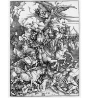 The Four Horsemen of the Apocalypse from The Apocalypse, 1496-98, from the Latin edition of 1511, By Albrecht Dürer (German, 1471-1528); Woodcut on laid paper; Courtesy of private collection