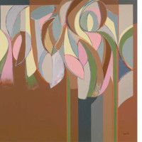 Growth—A Life Symbol, 1974, by Ralph Arnold (American, 1928—2006); Acrylic on canvas; 56 x 56 inches; Image courtesy of Vibrant Vision Collection of Jonathan Green and Richard Weedman