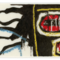 Jean-Michel (Basquiat) from Series V: Selfies, 2015, By Tabitha Vevers (American, b.1957); Oil on Ivorine; 2 1/2 x 4 inches on 12 x 12 inches panel; Collection of Robert and Frances Kohler
