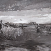 Sunday in the Marsh, 1987, By Manning Williams (American, 1939—2012) ; Acrylic and charcoal on paper; 51 x 75 inches; Gibbes Museum of Art; 2005.001.0003
