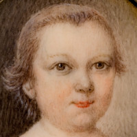 Unidentified sitter (detail), ca. 1745, by Mary Roberts (American, d. 1761); watercolor on ivory; 1 1/8 x 1 inches; Bequest of Mrs. Amelia Josephine Emanuel; 1939.009.0001