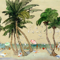 Palm Beach, ca. 1918, By Jane Peterson (American, 1876—1965); Watercolor and ink on paper; 26 1/2 x 33 inches; Gift of Mr. Thomas Bennett; 2000.014