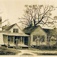 Suburban Charleston, ca. 1950, By Grace Albee (American, 1890—1985); Woodblock print on paper; 7 1/16 x 11 1/8 inches; Museum purchase; 1998.007.0002
