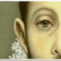 Caballero (after El Greco) from Series II: Gaze of Desire, 2013, By Tabitha Vevers (American, b. 1957); Oil on Ivorine; 2 3/4 x 3 1/2 inches on 9 x 12 inches panel; Collection of the artist, Courtesy of Bookstein Projects
