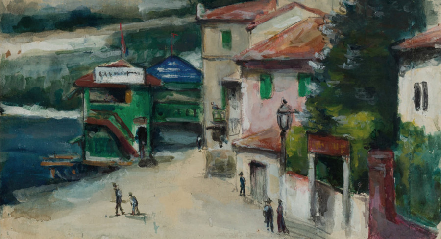 Le Restaurant Mistral à L'Estaque (detail), circa 1870, by Paul C&eacutezanne (French, 1839-1906). Gouache, watercolor and pencil on paper, 9 1/8 by 14 inches. Image courtesy of a private collection