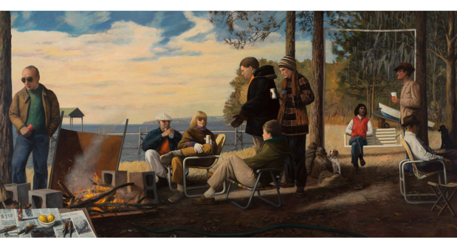 Oyster Roast, 1985-86; By Manning Williams (American, 1939-2012); 71 1/4 x 142 1/2 inches; Collection of the Charleston County Aviation Authority

