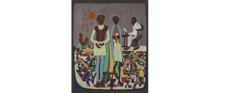 <i>Nehru and Gandhi</i>, ca. 1945, by William H. Johnson (American, 1901-1970). Oil on paperboard, 33 7/8 x 27 7/8 inches. Image courtesy of Smithsonian American Art Museum.