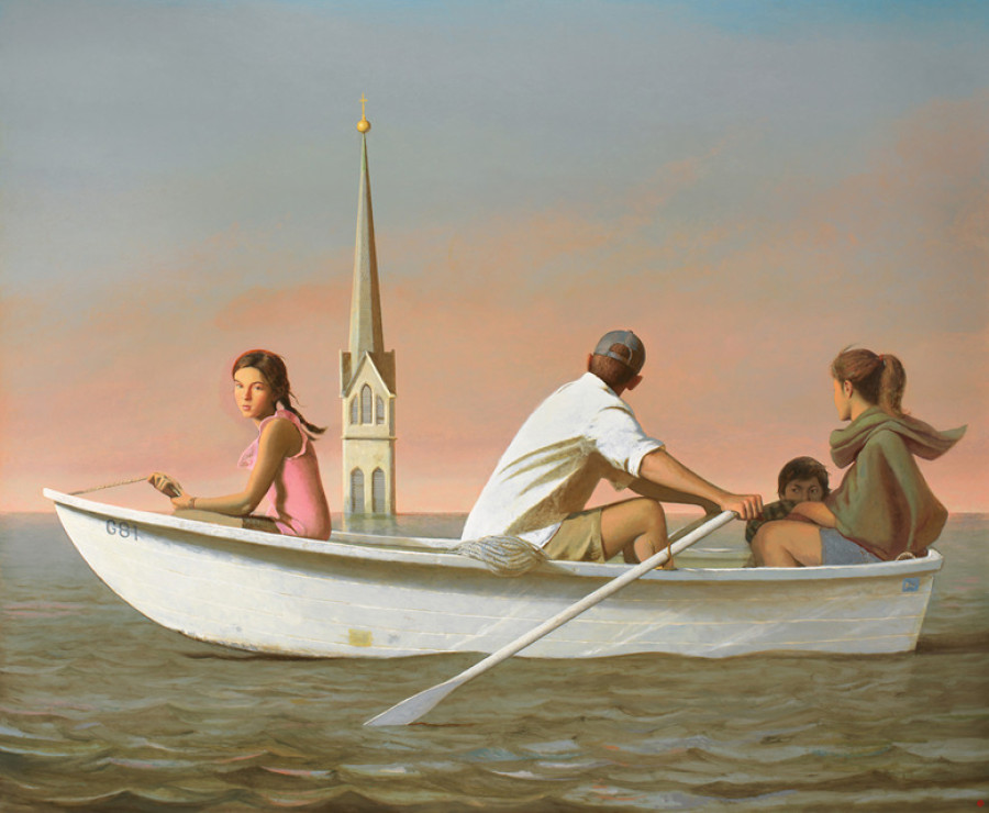 <i>The Flood </i>, 2018, by Bo Bartlett (American, b. 1955). Oil on linen, 82 x 100 inches. ©Image courtesy of the artist and Miles McEnery Gallery, New York, NY.