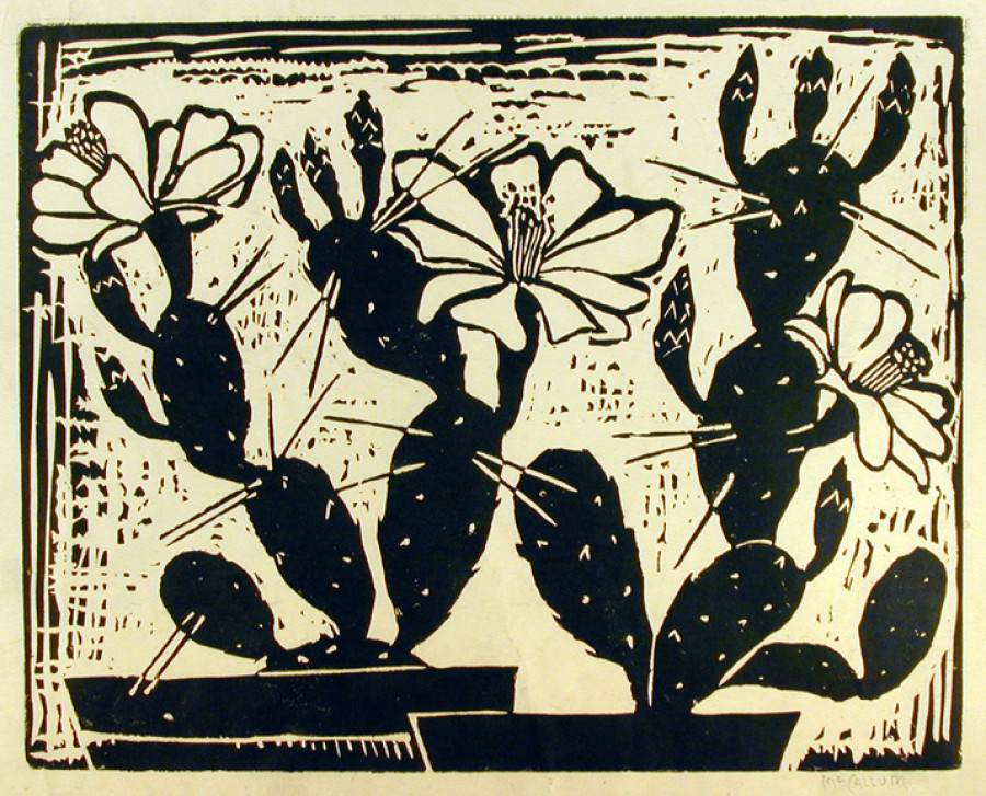 <i>Cactus</i>, By Corrie McCallum (American, 1914–2009); Woodblock print on paper; 11 x 17 inches; Bequest of Josephine Pinckney
