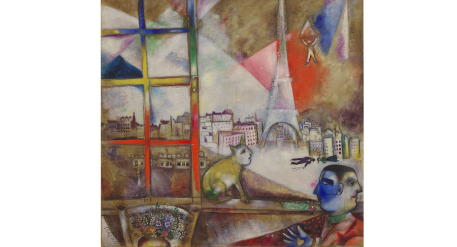 <i>Paris Through the Window</i>, 1913, by Marc Chagall (1887-1985); oil on canvas; 53 9/16 x 55 7/8 inches; Courtesy of the Solomon R. Guggenheim Museum, New York © 2016 Artists Rights Society (ARS), New York / ADAGP, Paris