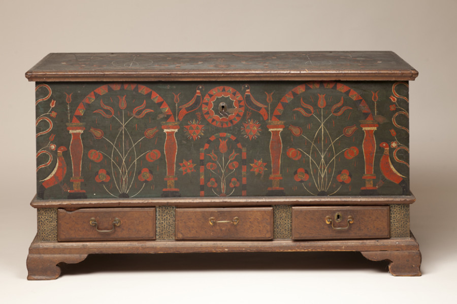 <i>Chest over Drawers</i>, 1803, Unidentified artist, Tulip poplar, brass, iron and paint, Courtesy of the Barbara L. Gordon Collection

