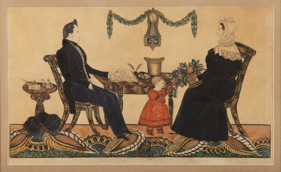 <i>Dr. Nathaniel Grant Family</i>, 1835—1836, Attributed to Joseph H. Davis (American, 1811—1865), Watercolor and graphite on wove paper, Courtesy of the Barbara L. Gordon Collection
