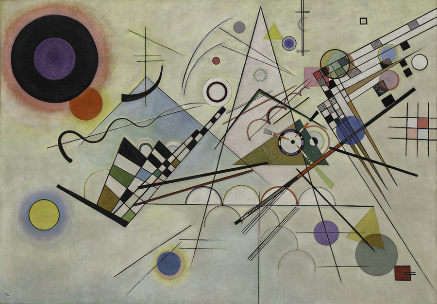 <i>Composition 8</i>, July 1923, by Vasily Kandinsky (1866-1944); oil on canvas; 55 1/8 x 79 1/8 inches; Courtesy of the Solomon R. Guggenheim Museum, New York © 2016 Artists Rights Society (ARS), New York / ADAGP
