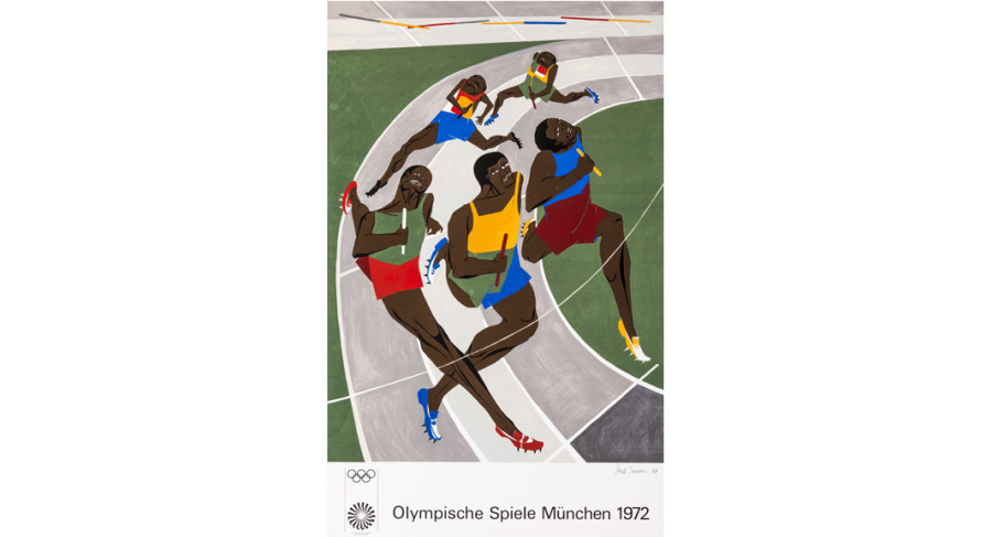 <i>Olympic Games</i>, 1971, by Jacob Lawrence (1917-2000); screen print on paper; 42 1/2 x 27 1/2 inches; Courtesy of The Jacob and Gwendolyn Knight Lawrence Foundation, Seattle © 2015 Artists Rights Society (ARS), New York