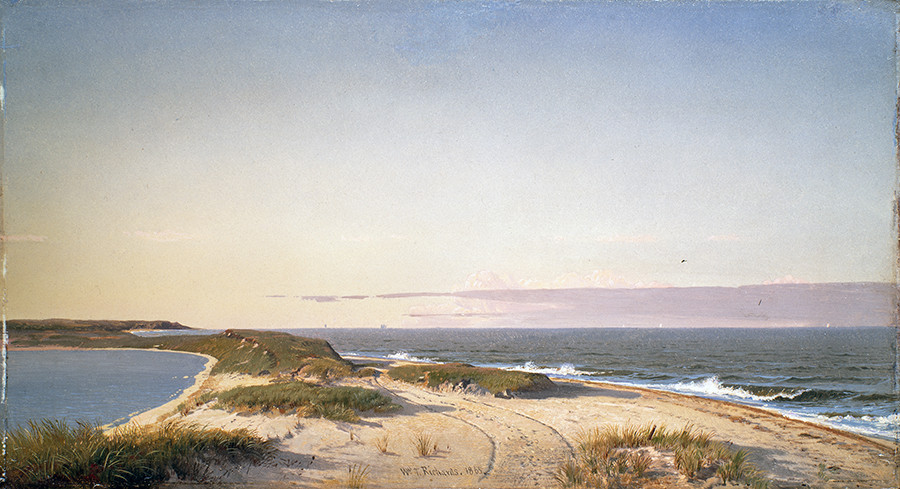 <i>Nantucket Shore</i>, 1865, by William Trost Richards (American, 1833-1905); oil on panel; 11 x 18 1/2 inches; Courtesy of the Higdon Collection