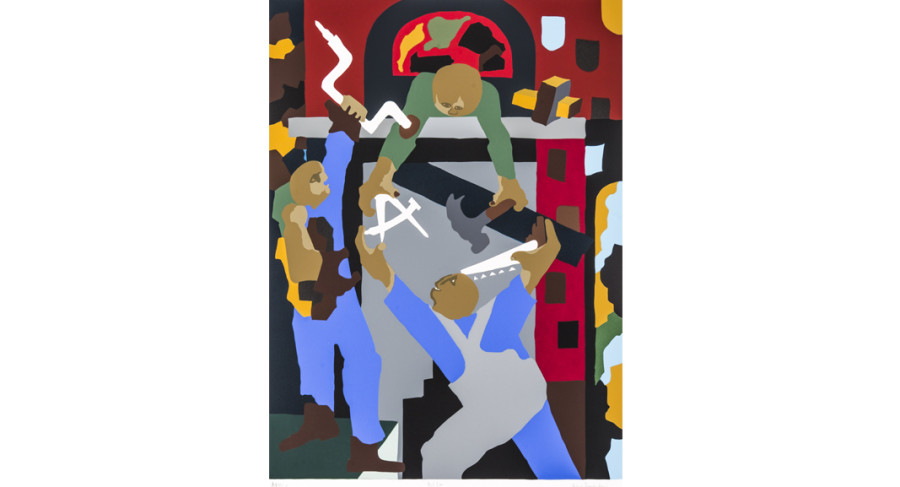 <i>Stained Glass Windows</i>, 2000, by Jacob Lawrence (1917-2000); silkscreen on paper; 32 x 25 inches; Courtesy of The Jacob and Gwendolyn Knight Lawrence Foundation, Seattle © 2015 Artists Rights Society (ARS), New York