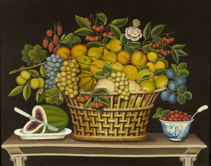<i>Still Life with Basket of Fruit</i>, 1830—1850, Unidentified artist, Oil on canvas, Courtesy of the Barbara L. Gordon Collection
