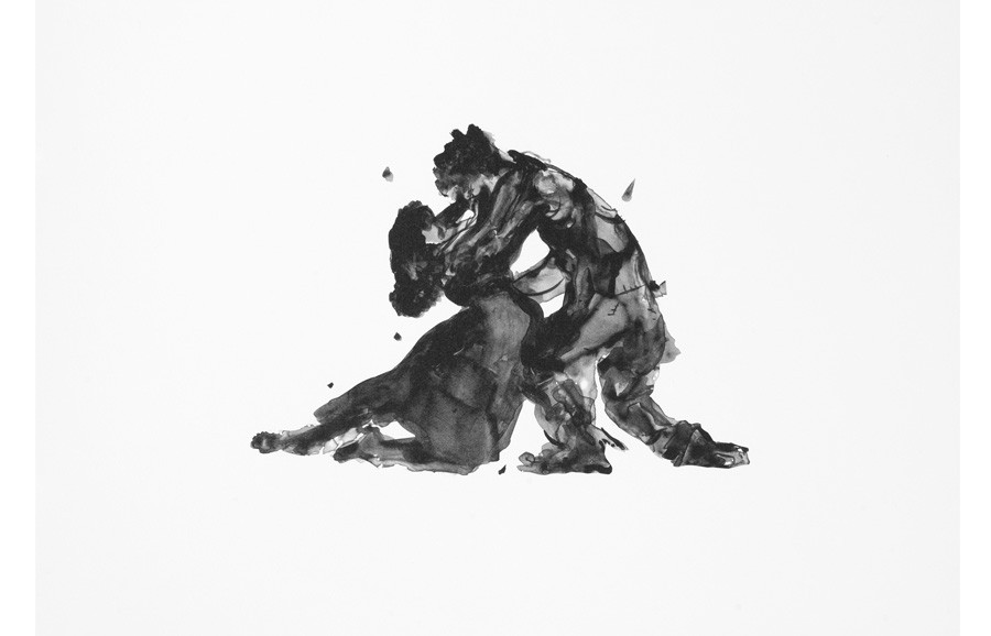 <i>Porgy and Bess, Embracing</i>, 2013, by Kara Walker (American, b. 1969); lithograph on paper; 15 x 18 inches; Museum purchase; 2015.005.0005