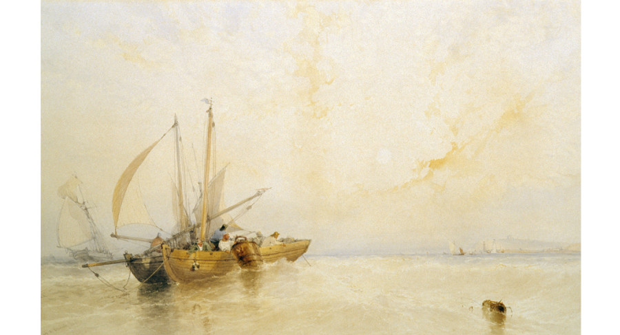 <i>Off Whitby, Morning</i>, 1864, By William Roxley Beverly (British, 1811 - 1889); Watercolor on paper; Gift of John H.D. Wigger; 2004.011.0005
