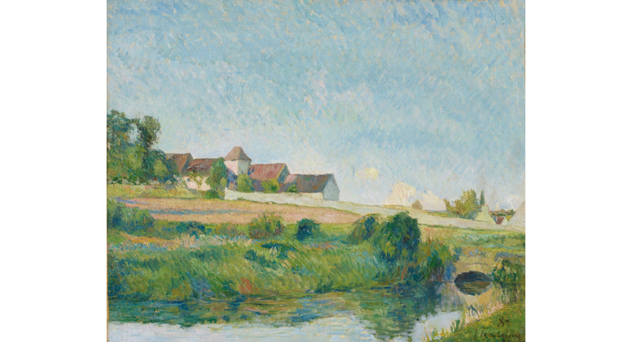 <i>La ferme de la Groue à Osny</>, 1883, by Paul Gauguin (French, 1840-1903). Oil on canvas,
15 x 18 1/4 inches. Loan courtesy of a private collection.
