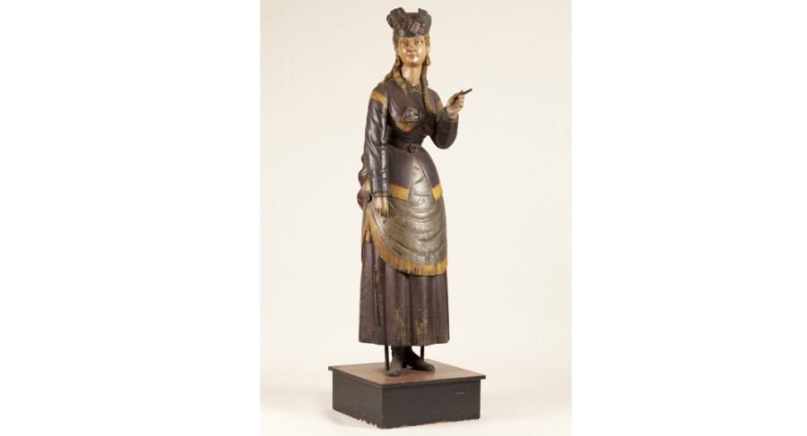 <i>Girl of the Period</i>, 1870—1885, Possibly workshop of Samuel Robb (American, 1851—1928), White pine and paint, Courtesy of the Barbara L. Gordon Collection
