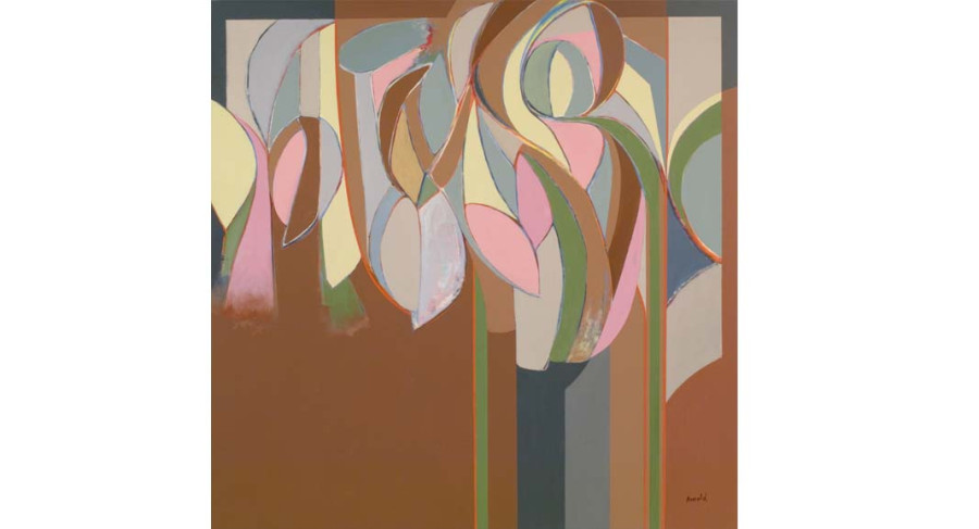<i>Growth—A Life Symbol</I>, 1974, by Ralph Arnold (American, 1928—2006); Acrylic on canvas; 56 x 56 inches; Image courtesy of Vibrant Vision Collection of Jonathan Green and Richard Weedman