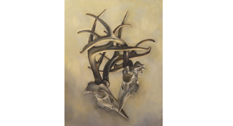 <i>Locked Horns</i>, By Jill Hooper (American, b. 1970); Oil on linen; 29 x 22 inches; Courtesy of a private collection