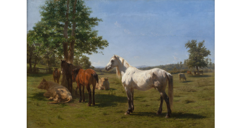 <i>A Day in June</i>, 1860, By Marie Rosalie Bonheur (French, 1822—1899); Oil on canvas; 23 1/4 x 34 inches; Image courtesy of Penkhus Collection